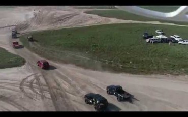 Drone following a 4x4 off-road race